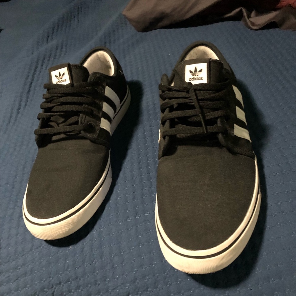 ADIDAS Men's Seeley Canvas Black White Shoes Sneakers size 12 Mens like new